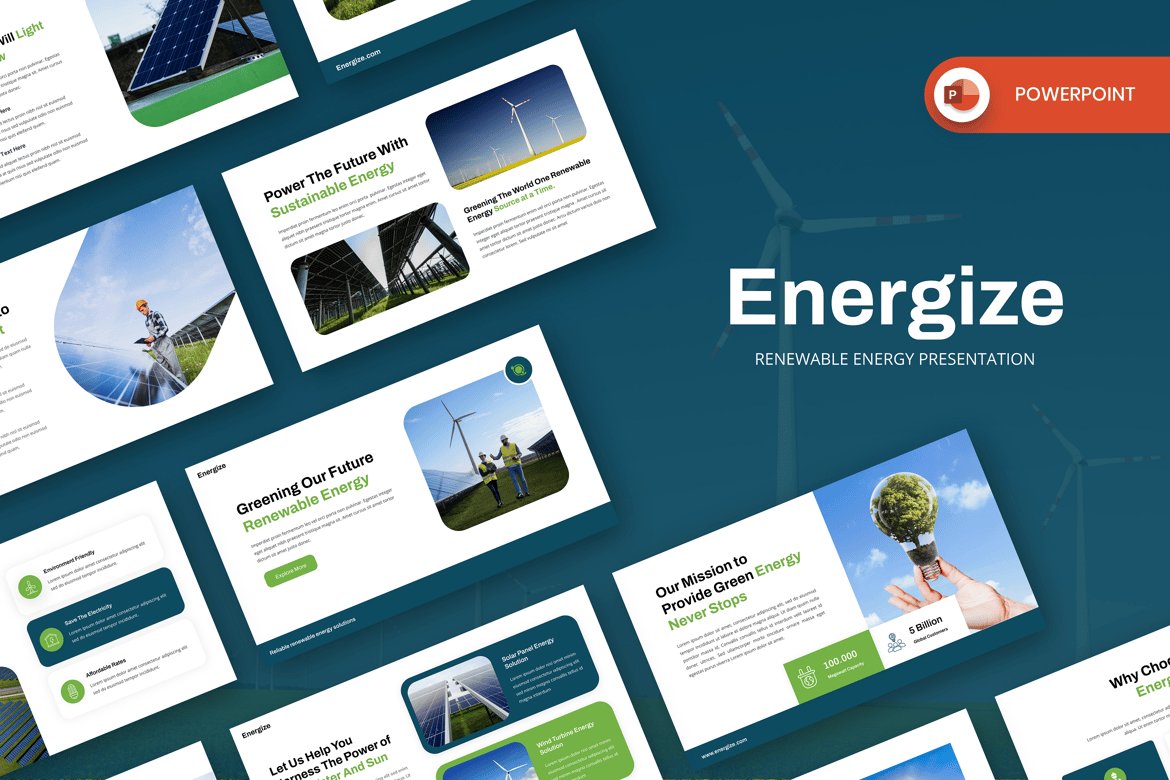 Energize - Template PowerPoint Energi Terbarukan yang Menarik