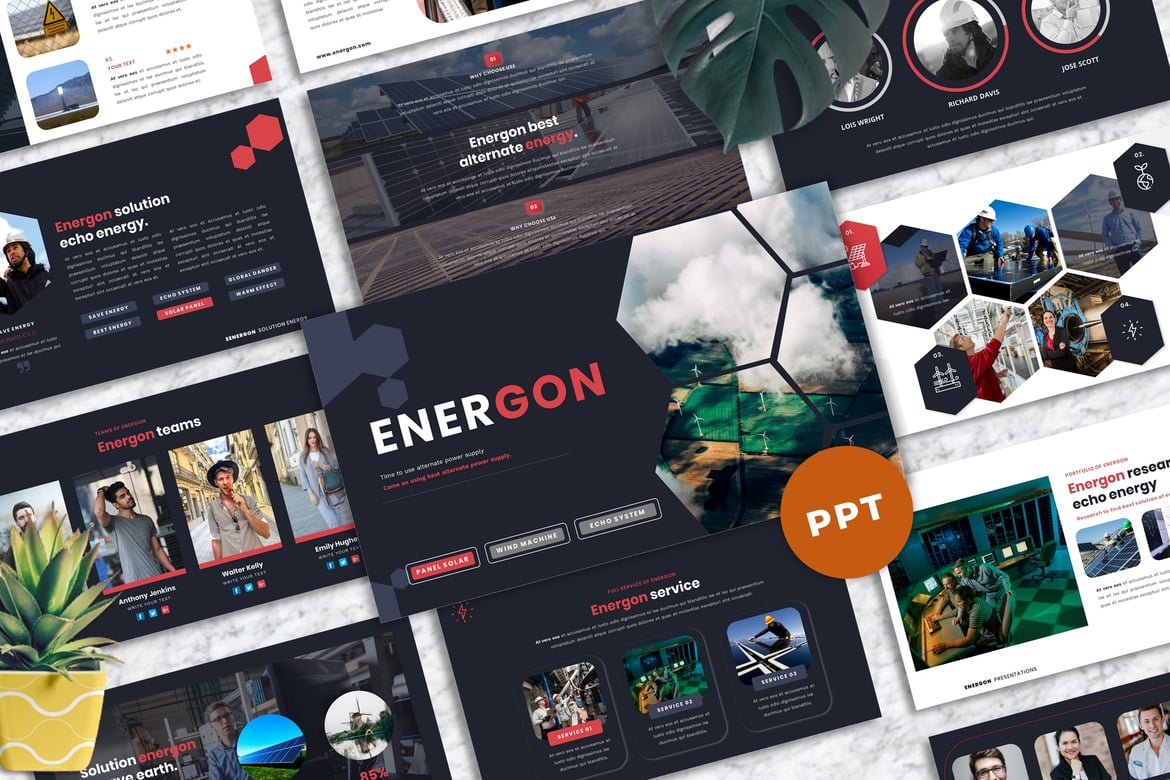 Energon - Template Presentasi PowerPoint Alternatif Energi
