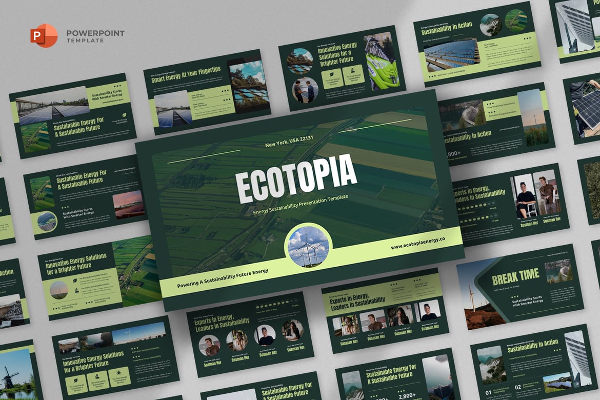 Template Presentasi Powerpoint Energi & Keberlanjutan yang Inspiratif