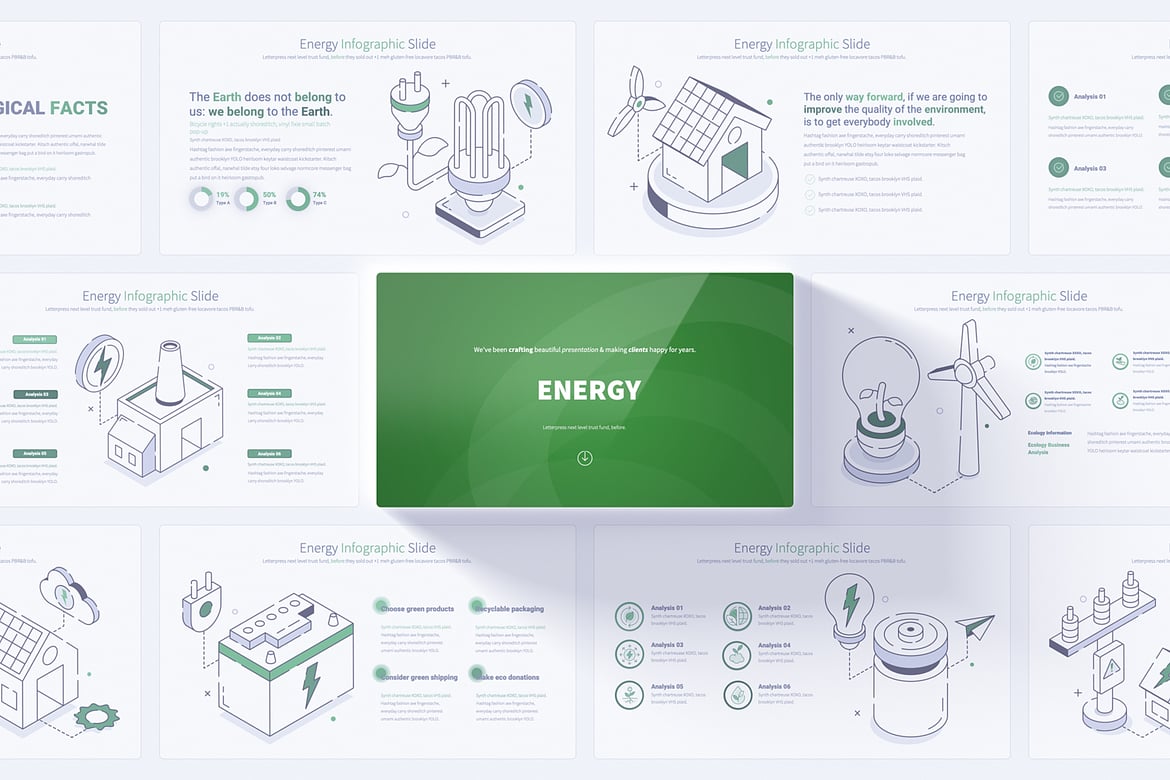 Template PowerPoint Infografis Energi yang Menarik