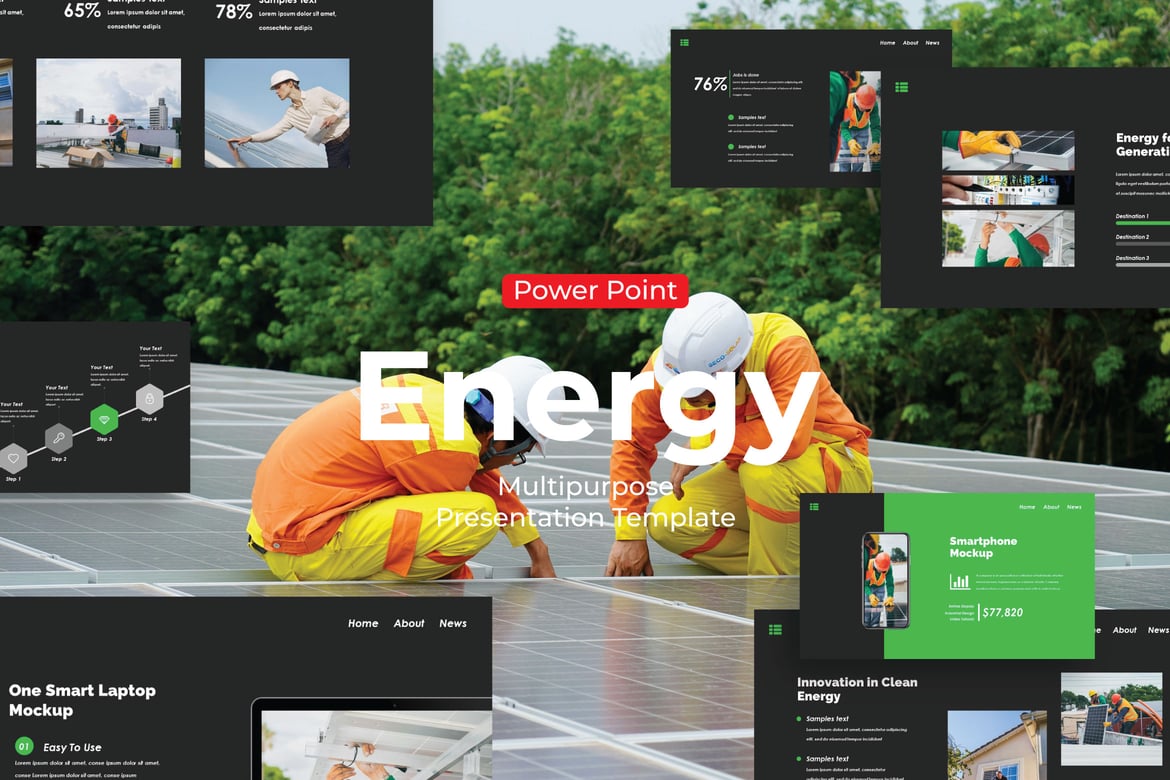 Template PowerPoint Energi - Presentasi Modern dan Kreatif
