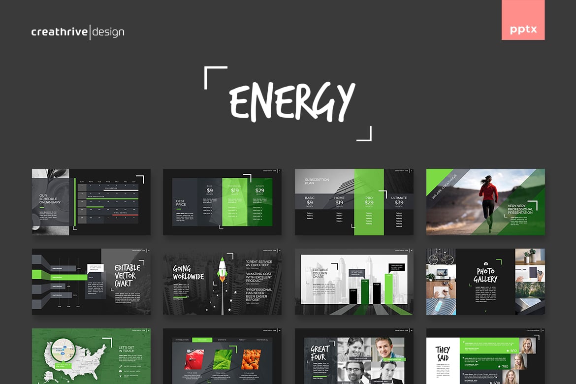 Template PowerPoint Energi yang Menarik dan Profesional