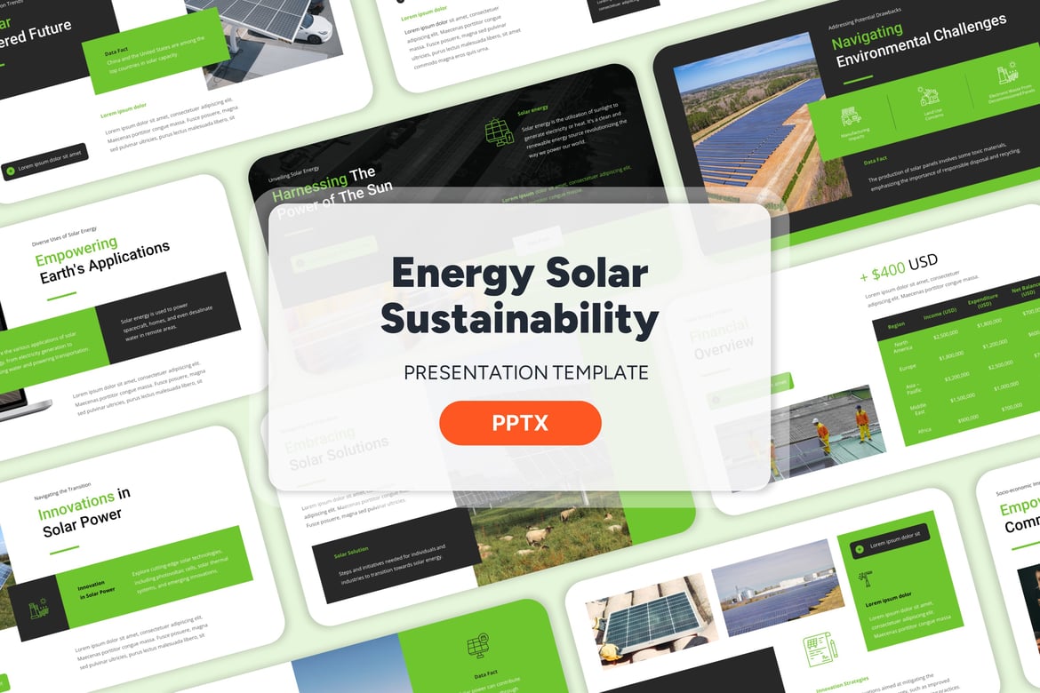 Template Presentasi Powerpoint Energi Solar yang Berkelanjutan
