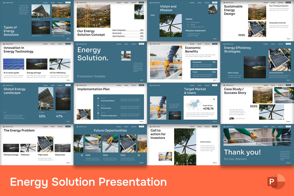 Template Presentasi Solusi Energi yang Menarik dan Profesional