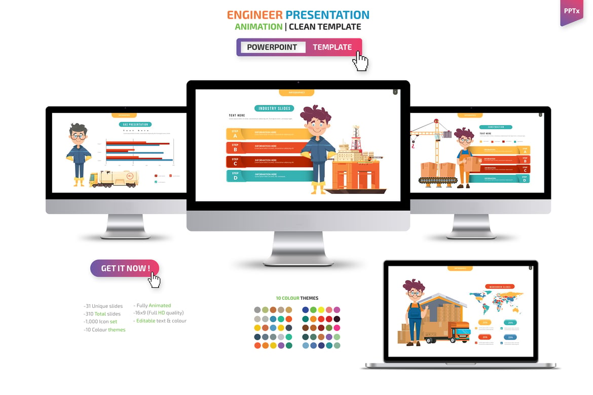 Template Powerpoint Presentasi untuk Insinyur yang Menarik dan Profesional