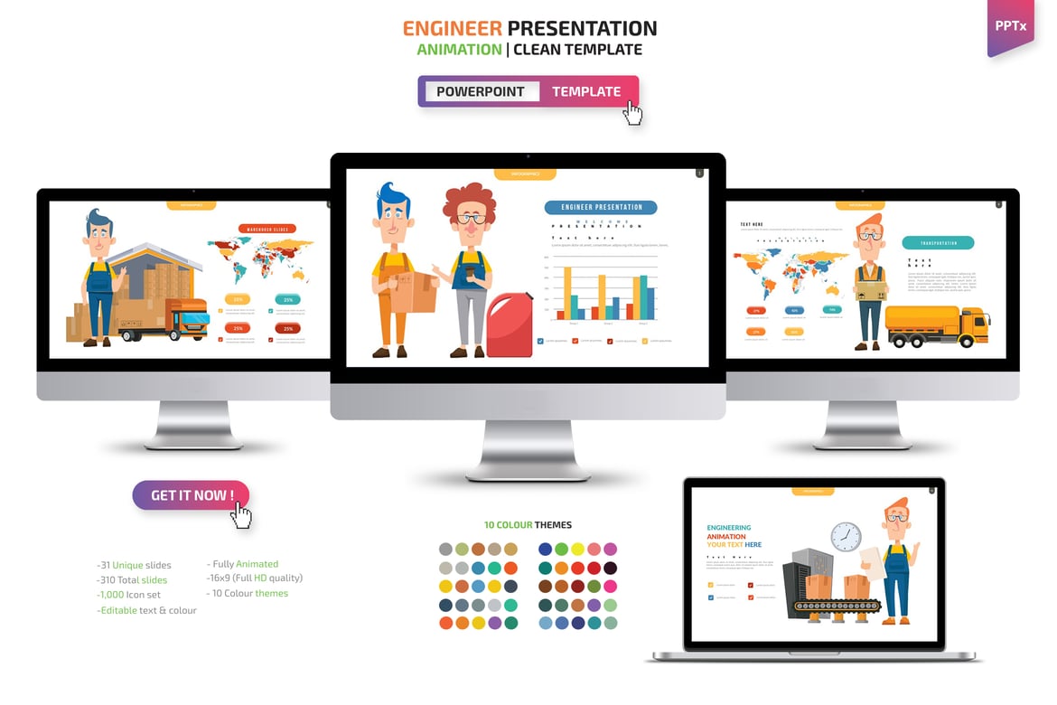 Template PowerPoint Presentasi Teknik yang Menarik