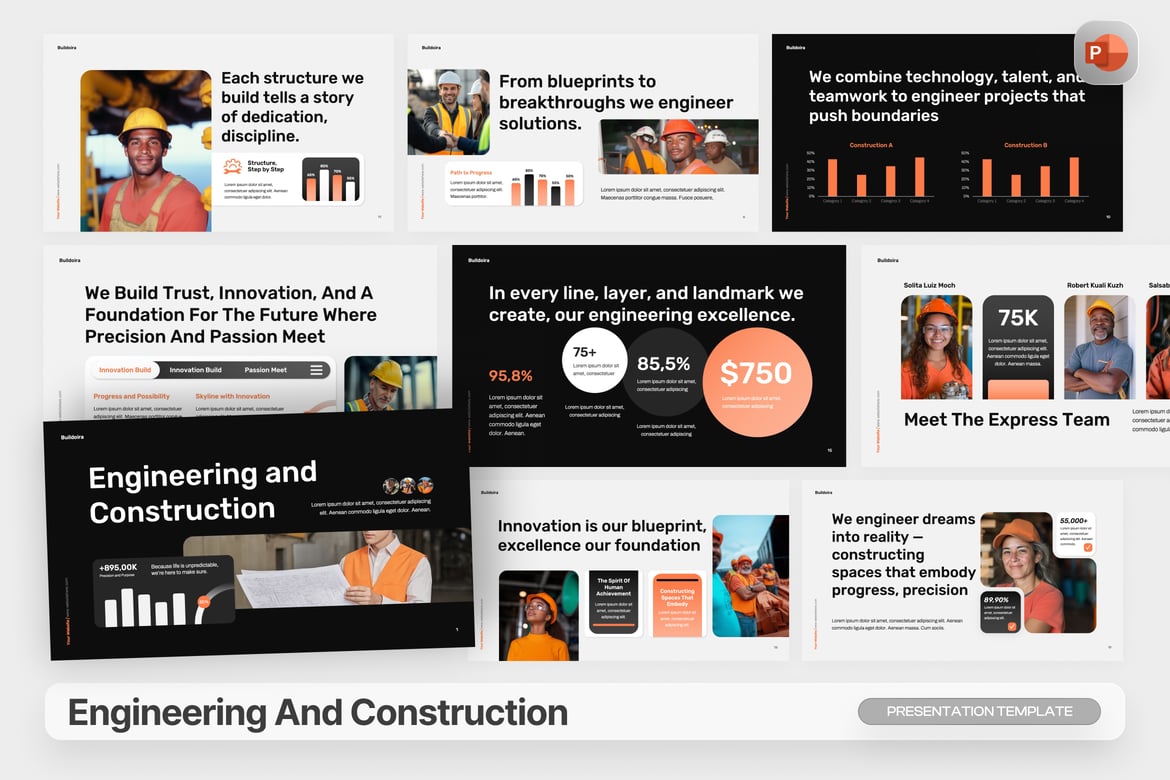 Template PowerPoint Teknik dan Konstruksi Modern