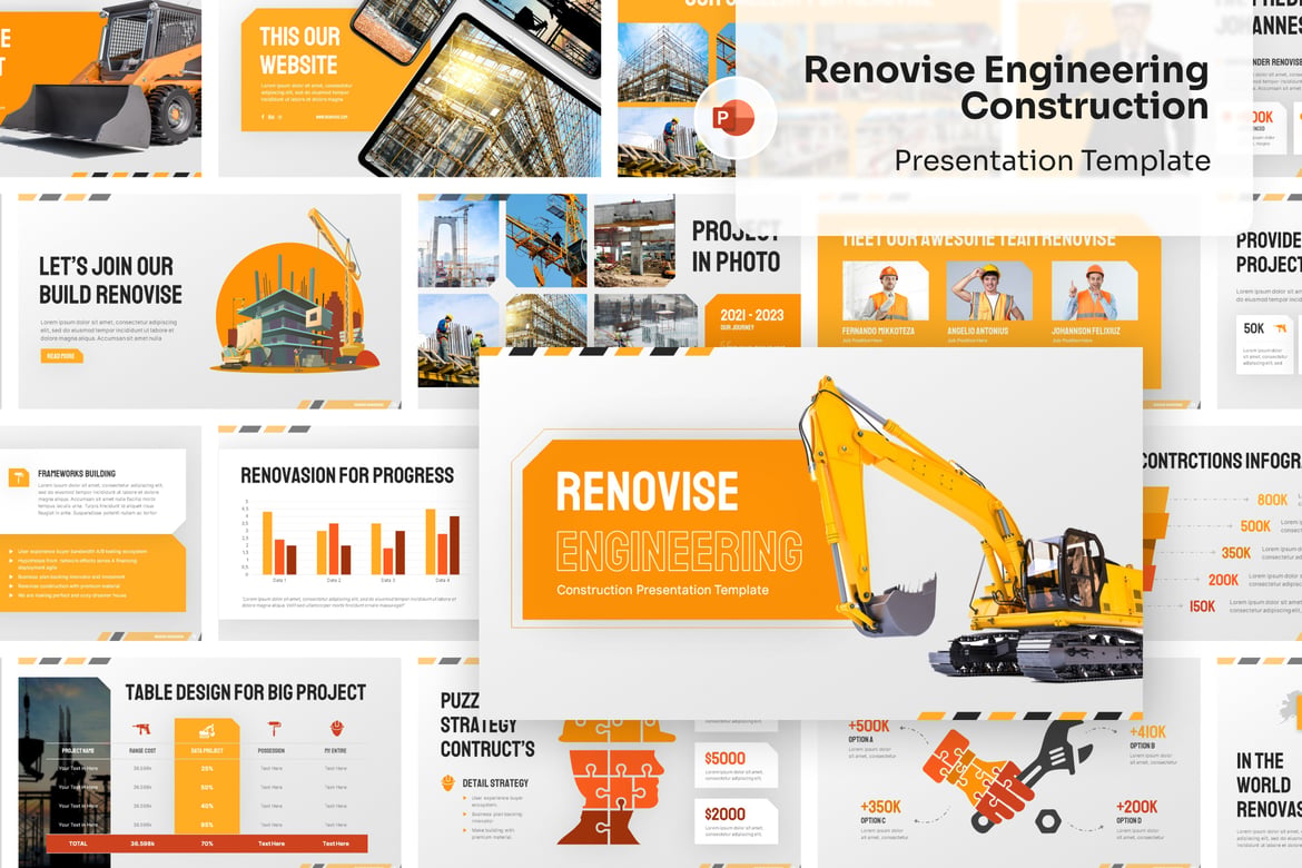 Template Presentasi PowerPoint untuk Konstruksi Teknik yang Menarik