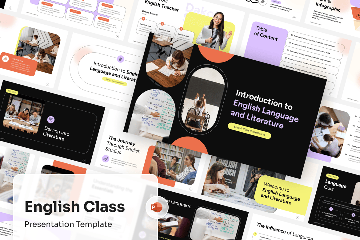 Template PowerPoint Kelas Bahasa Inggris yang Menarik