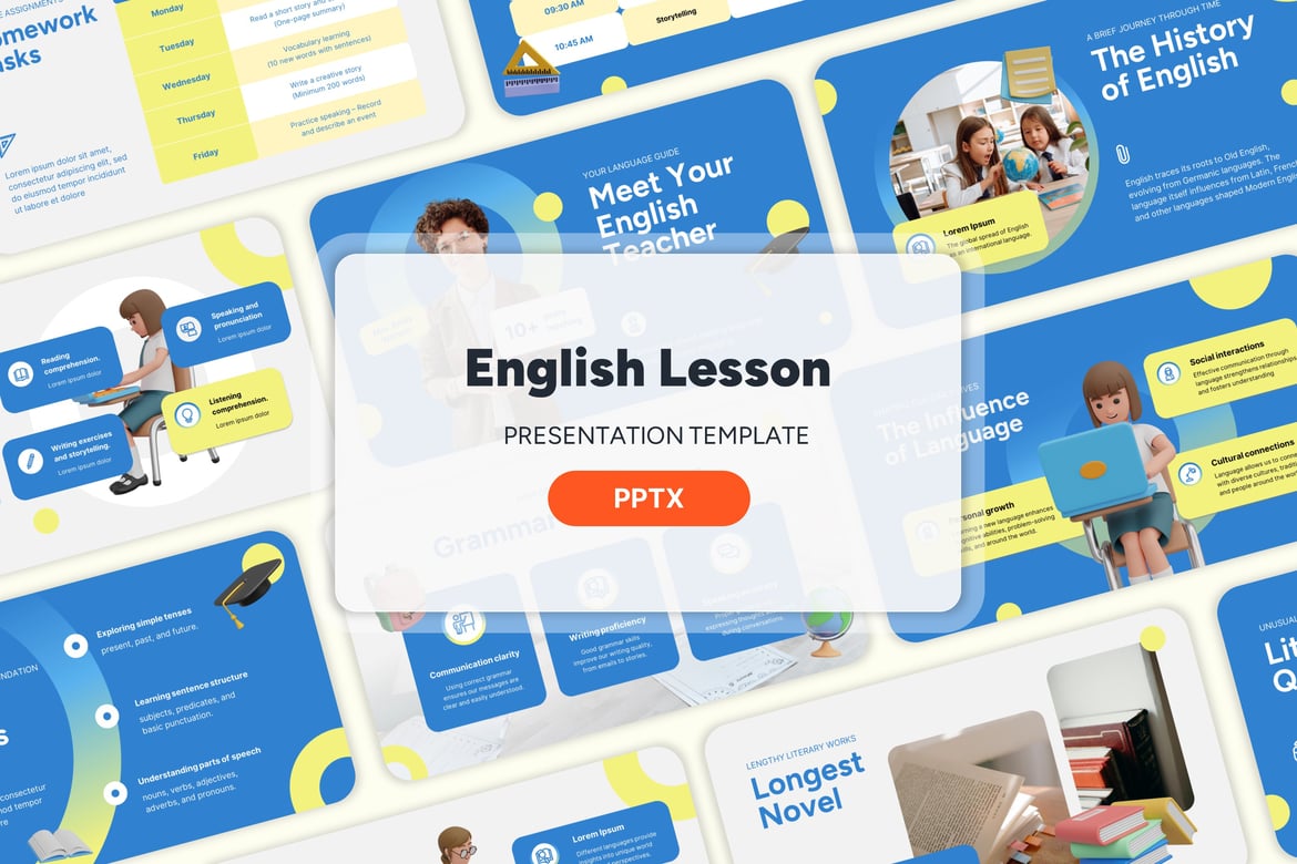 Template Presentasi Powerpoint untuk Pelajaran Bahasa Inggris yang Menarik
