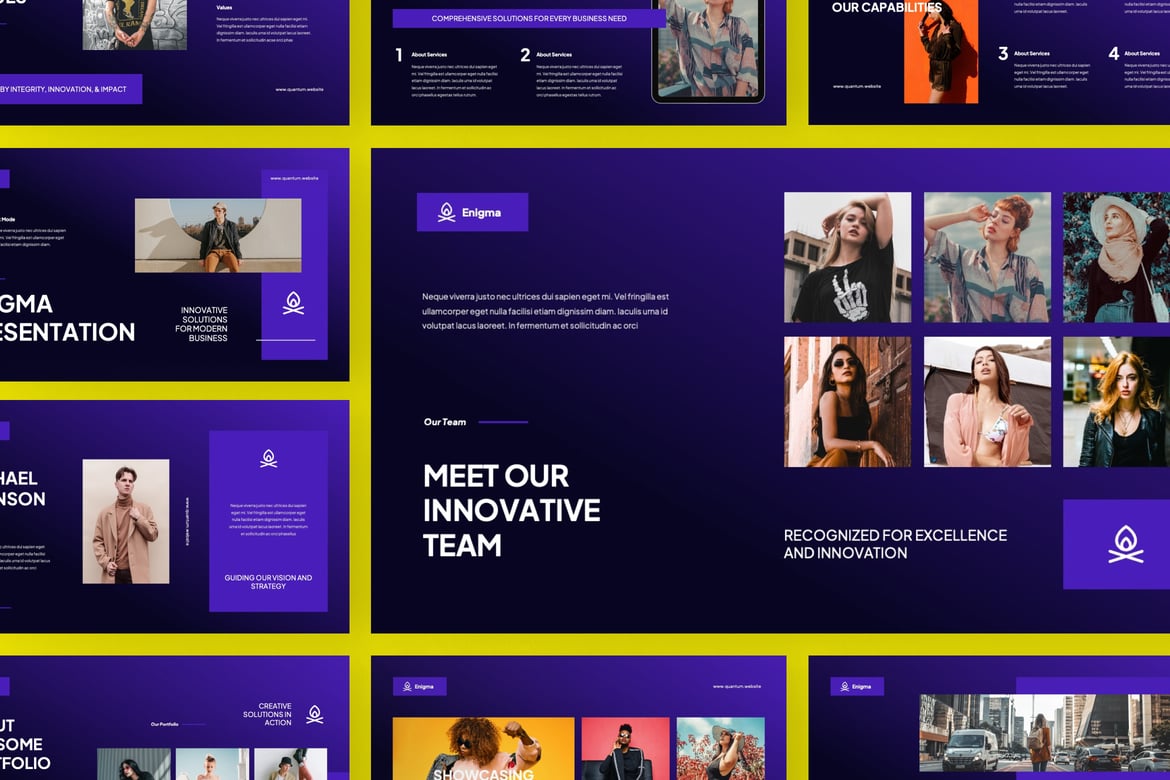 Enigma - Template Presentasi PowerPoint Tema Gelap Modern