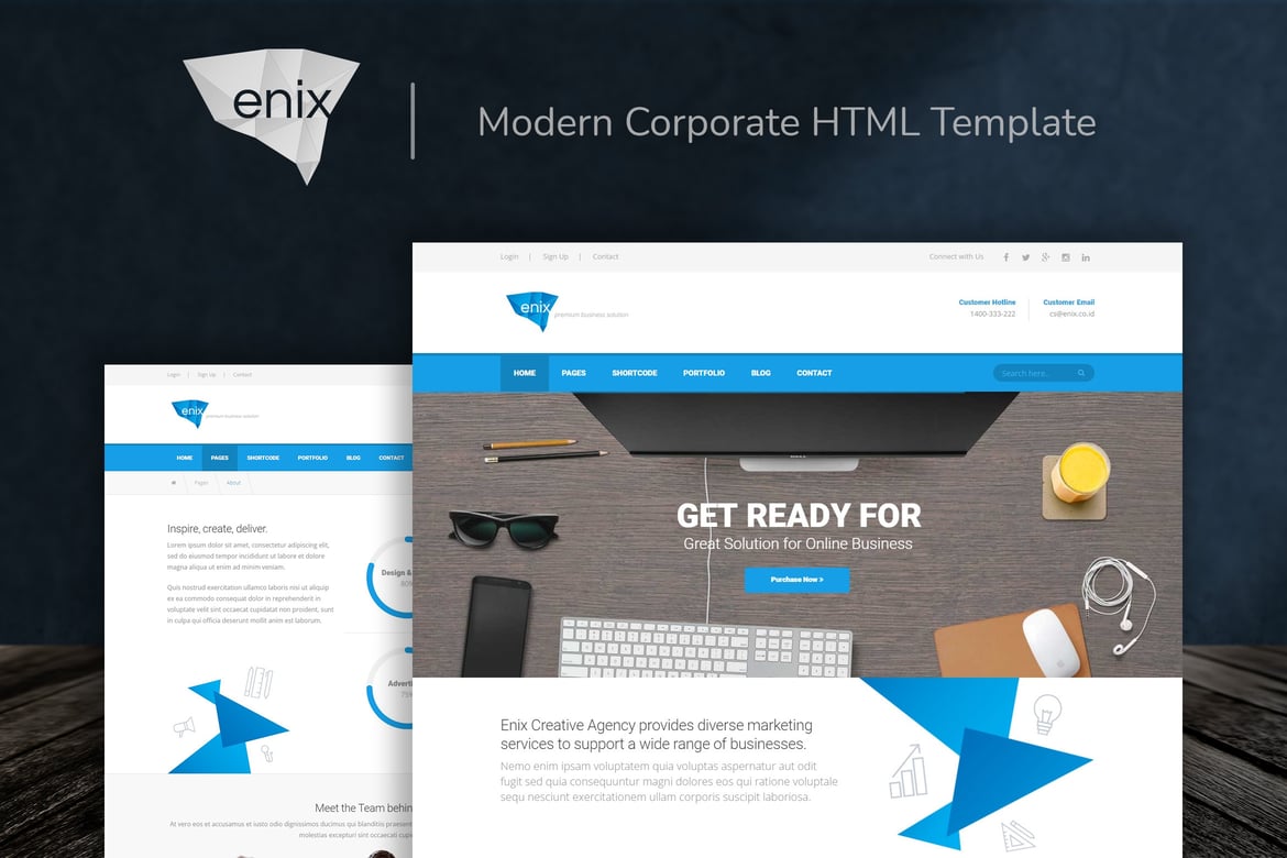 Enix - Template Website Korporat Modern dan Responsif