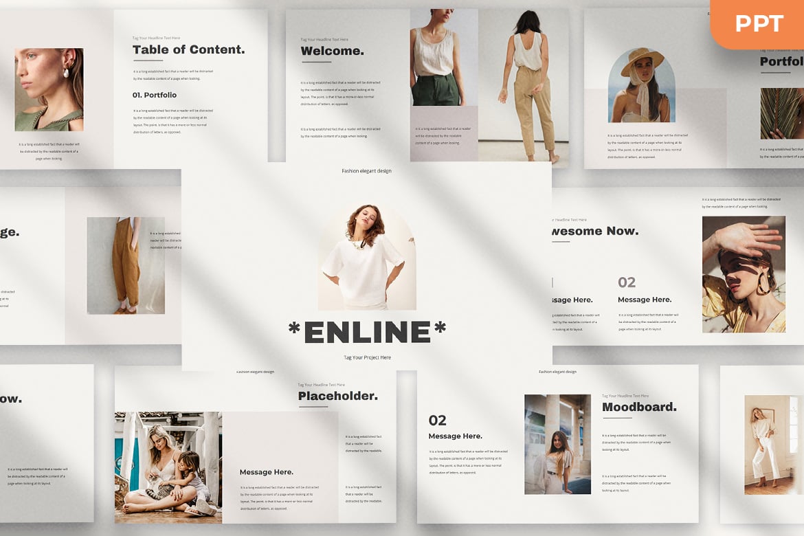 Enline - Template Presentasi PowerPoint Minimalis dan Elegan