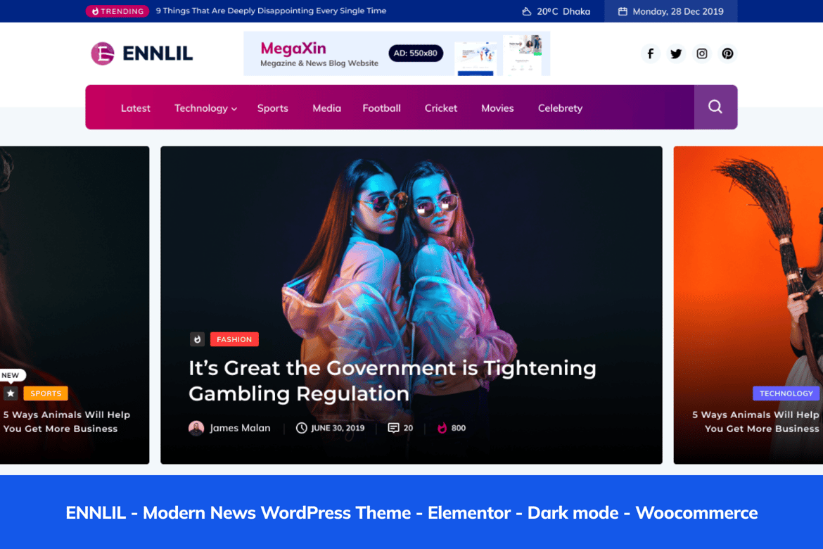Ennlil - Tema WordPress Majalah Modern untuk Berita dan Blog