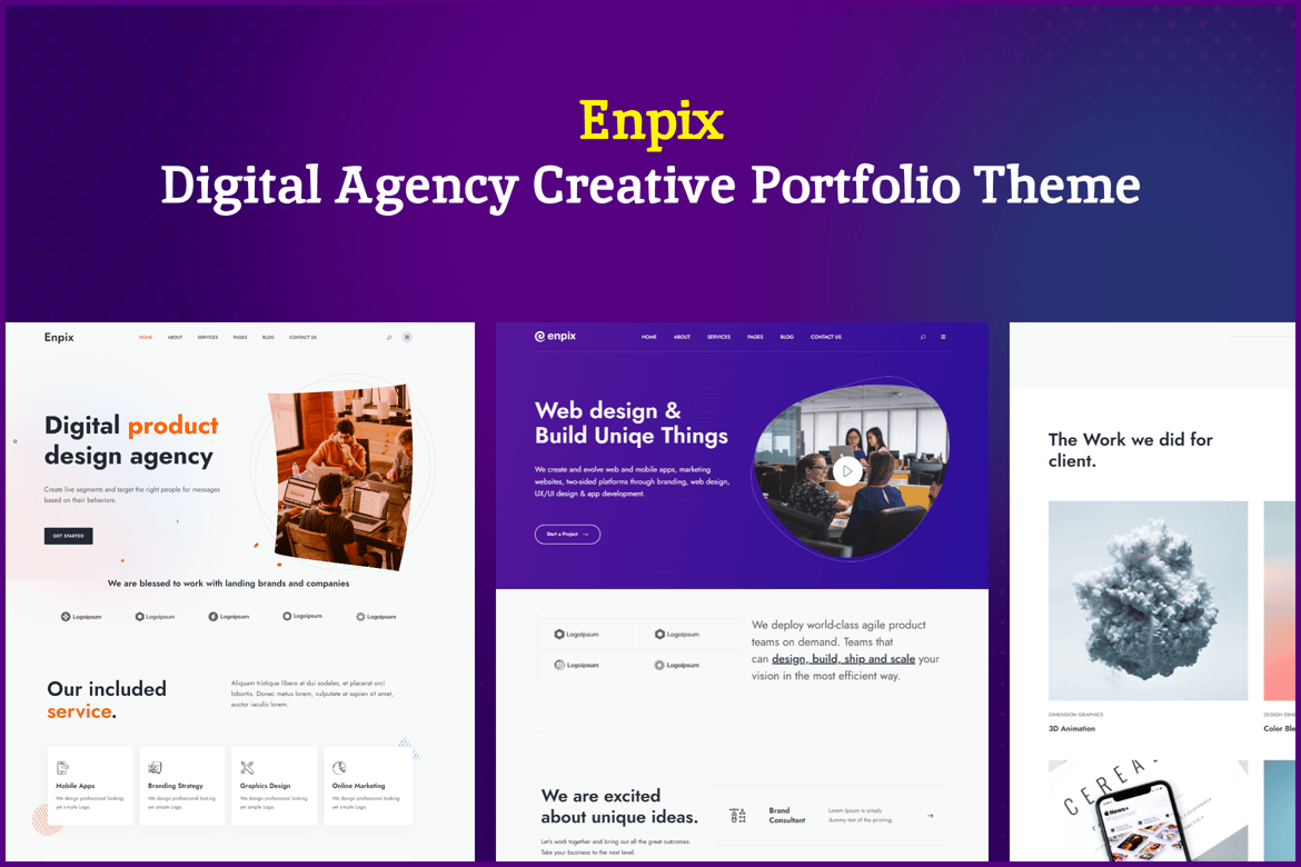 Enpix | Tema WordPress Portofolio Kreatif untuk Agensi Digital