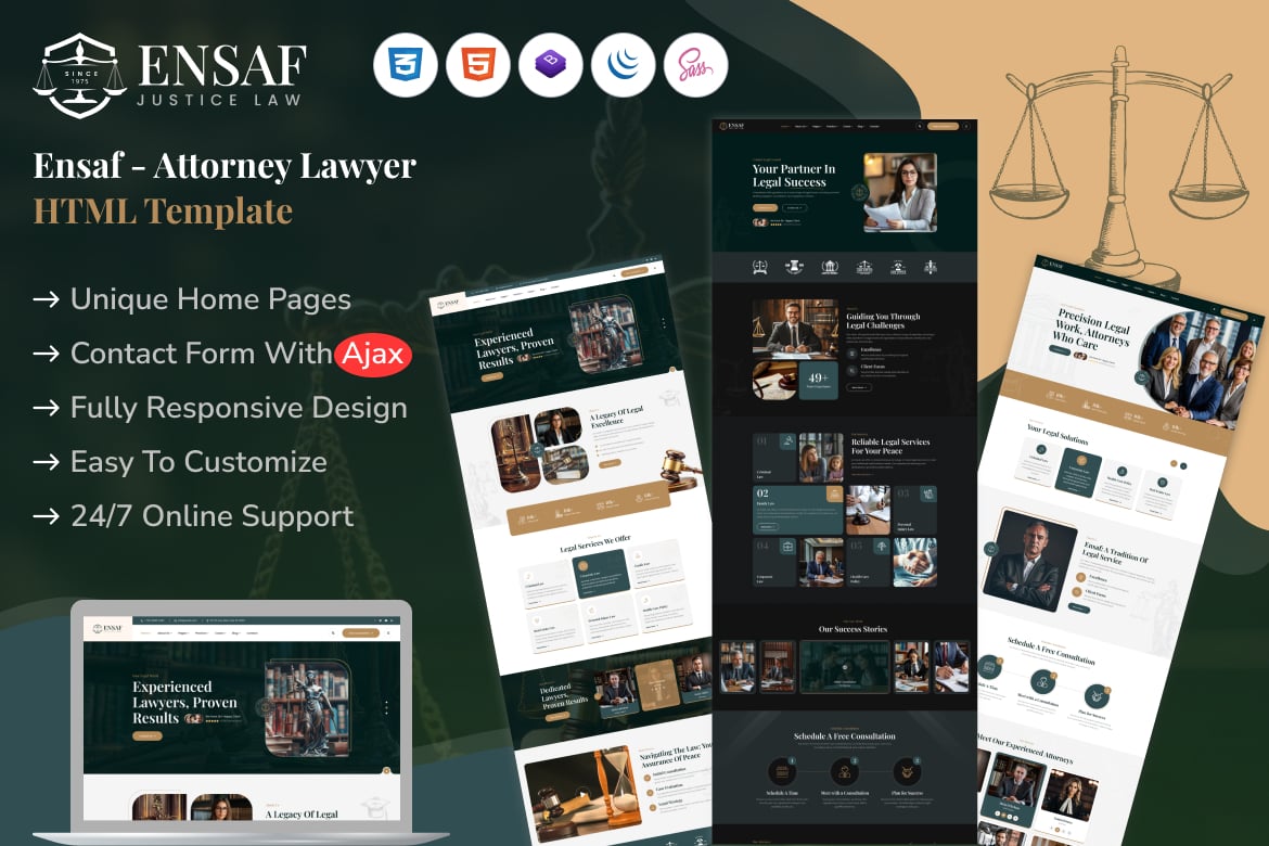 Ensaf - Template Website Pengacara yang Menarik dan Responsif