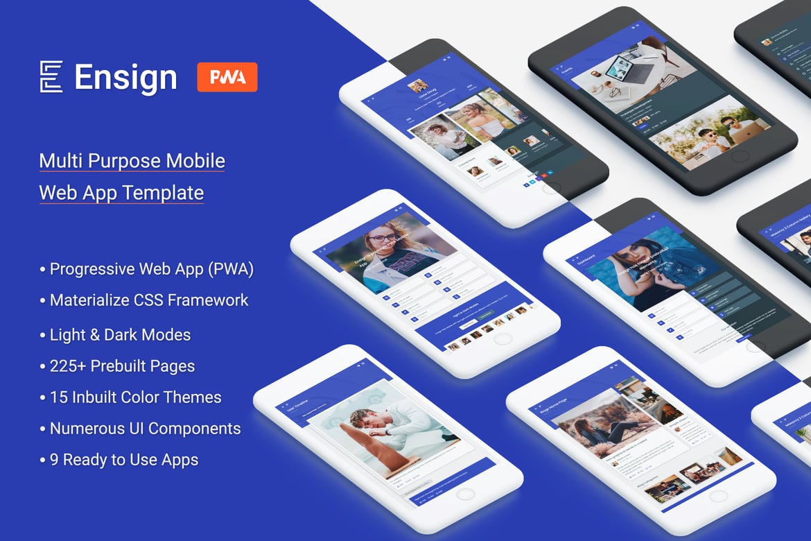 Ensign: Template Website Mobile PWA Serbaguna yang Elegan