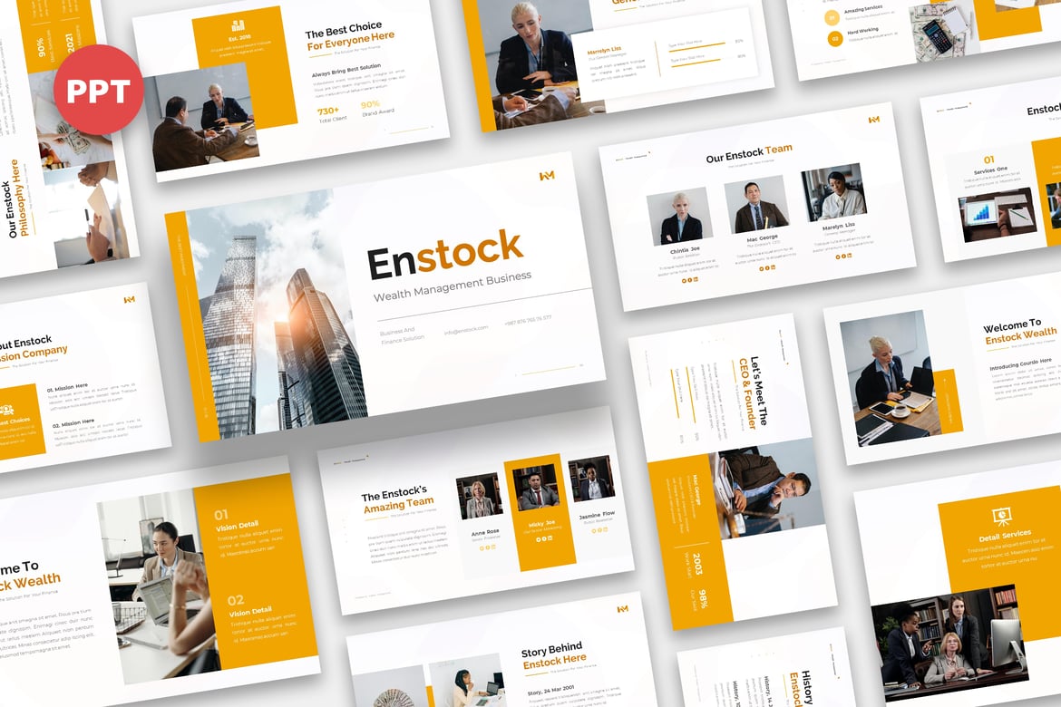 Template Presentasi Powerpoint Enstock - Solusi Manajemen Kekayaan yang Menarik