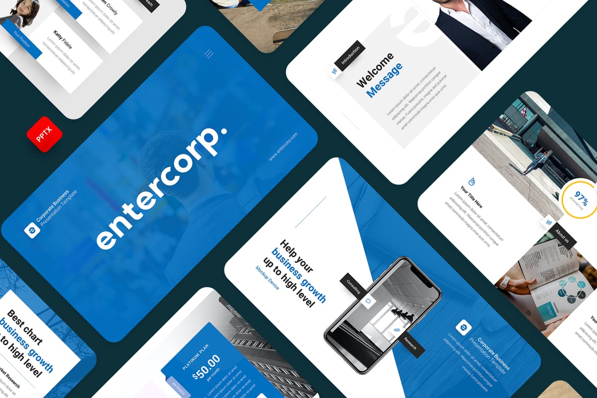 Template Presentasi PowerPoint Entercorp untuk Bisnis Korporat yang Menarik