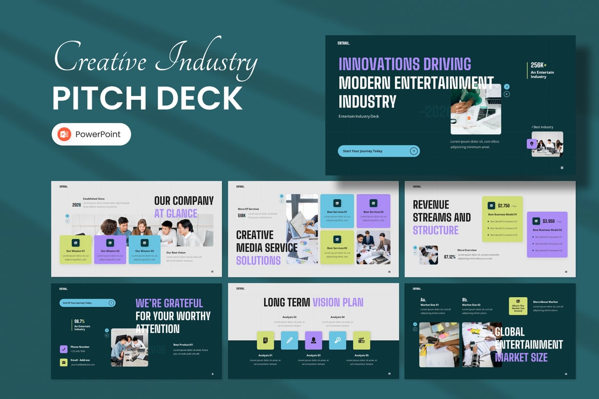 Template Presentasi PowerPoint untuk Industri Hiburan yang Menarik