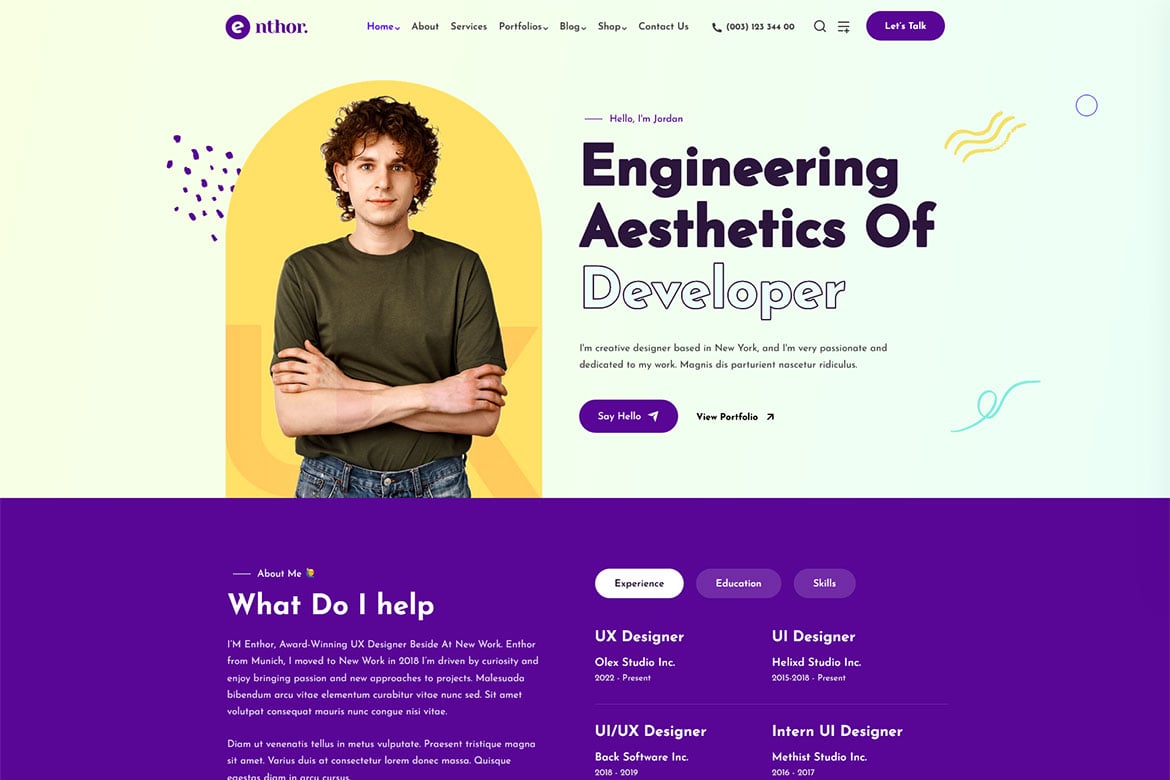 Enthor - Tema WordPress Portofolio Kreatif yang Menawan
