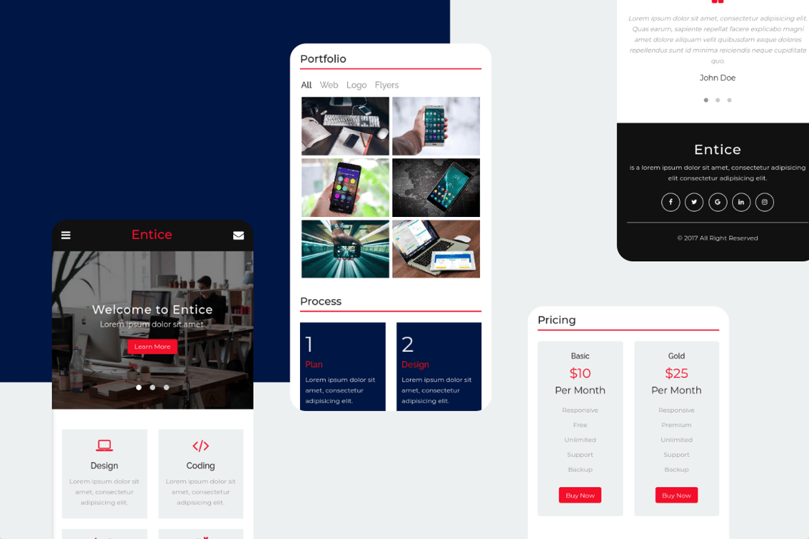 Entice - Template Website Serbaguna untuk Mobile