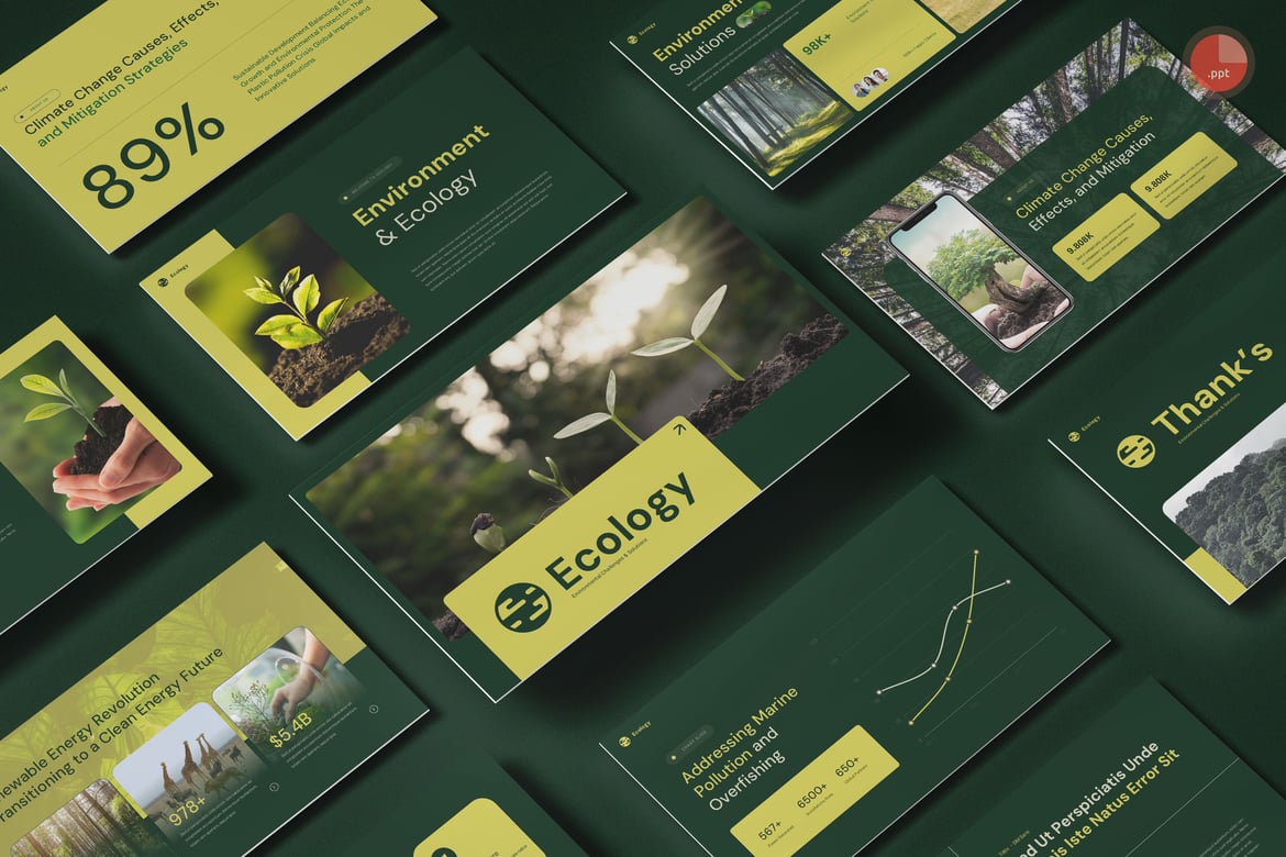 Template PowerPoint Lingkungan & Ekologi yang Menarik