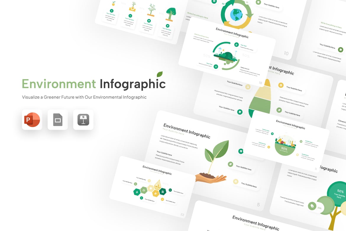 Template Presentasi Powerpoint Infografis Lingkungan yang Menarik