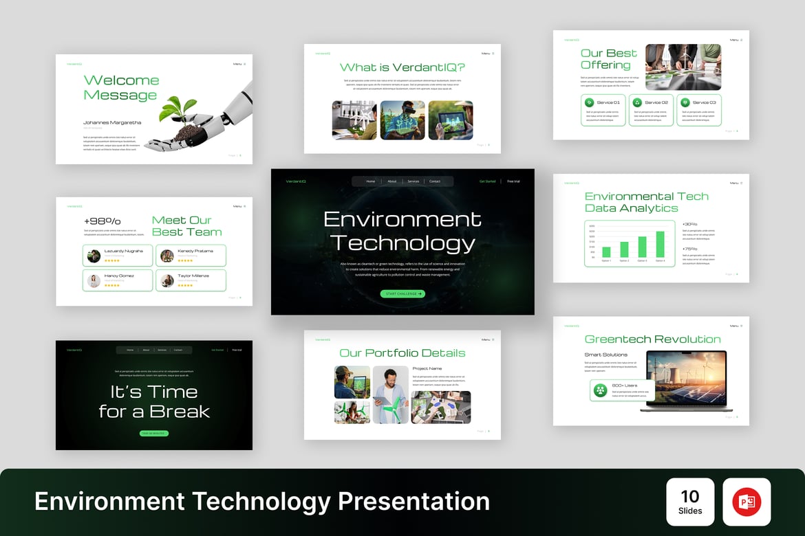 Template Presentasi Teknologi Lingkungan yang Menarik dan Modern