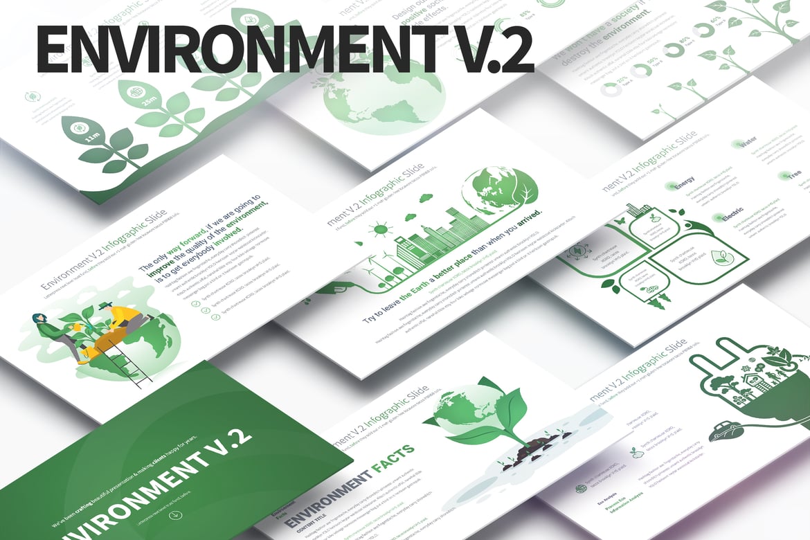 Template Presentasi Lingkungan V.2 - Slide Infografis PowerPoint Menarik