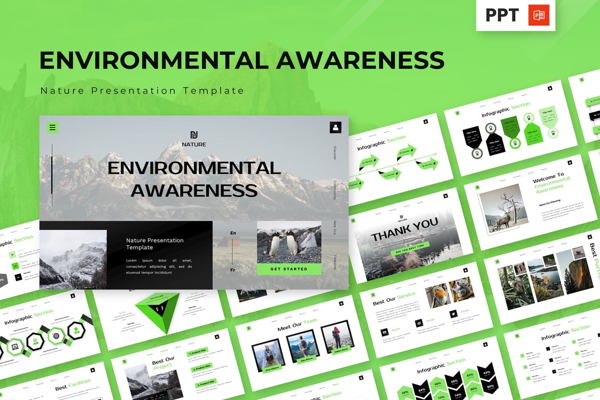 Template Presentasi PowerPoint Kesadaran Lingkungan yang Menawan
