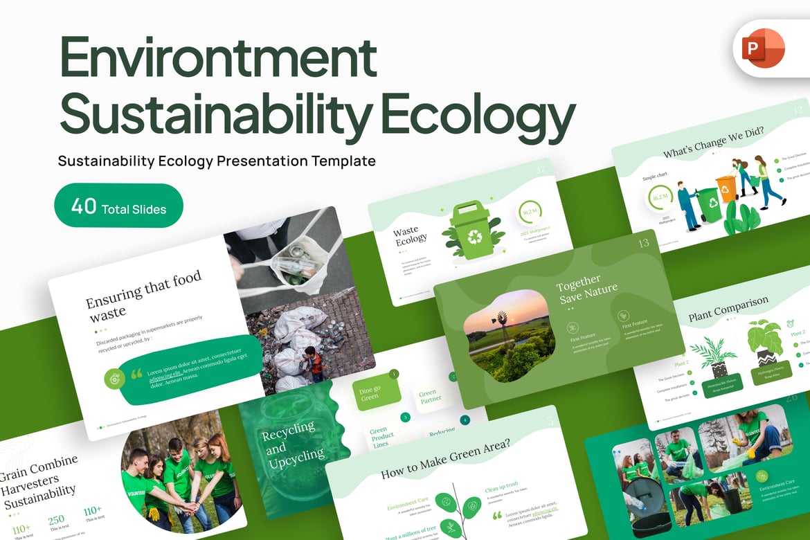 Template PowerPoint Keberlanjutan Lingkungan yang Menarik