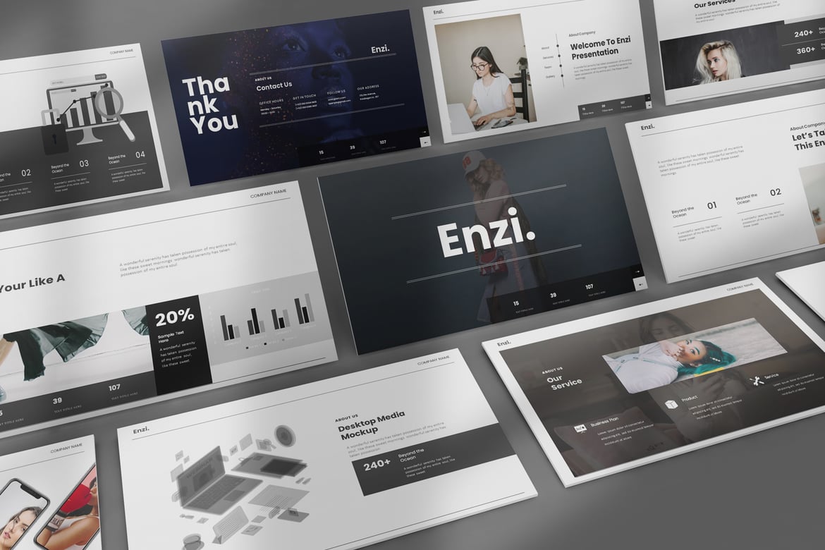 Template Presentasi PowerPoint Enzi yang Menarik dan Profesional