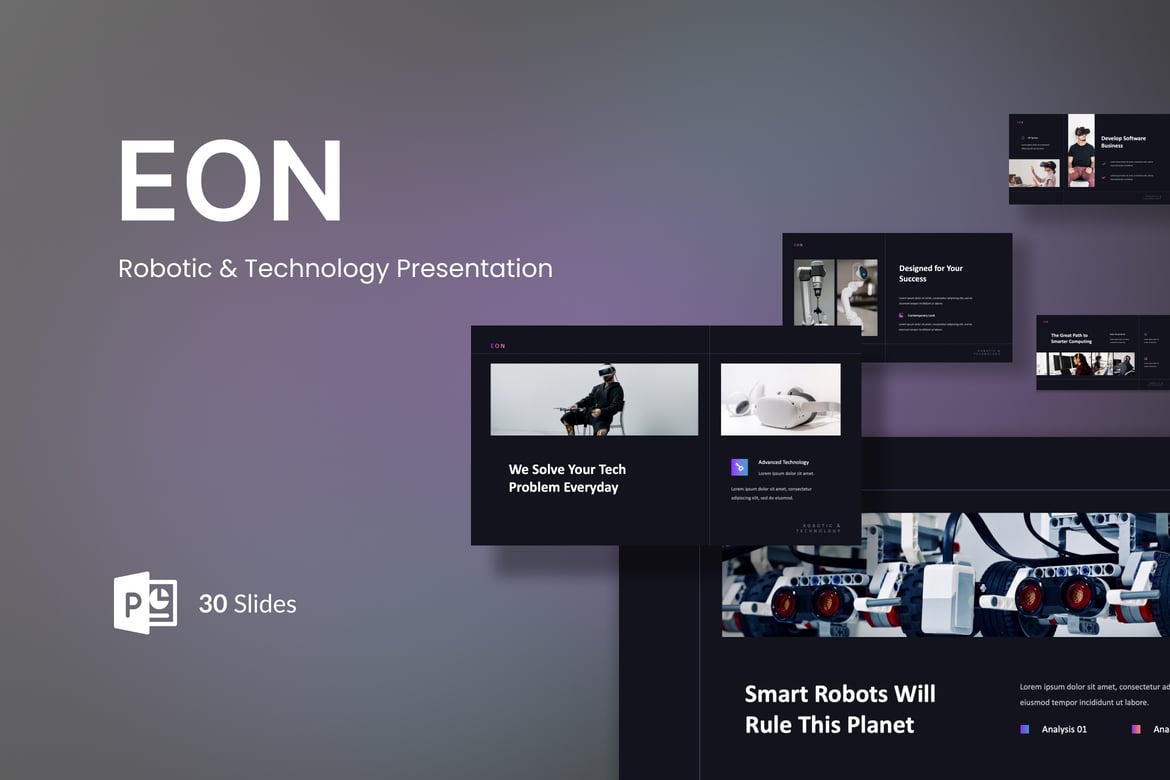 Eon - Template Presentasi PowerPoint Robotic & Teknologi yang Menarik