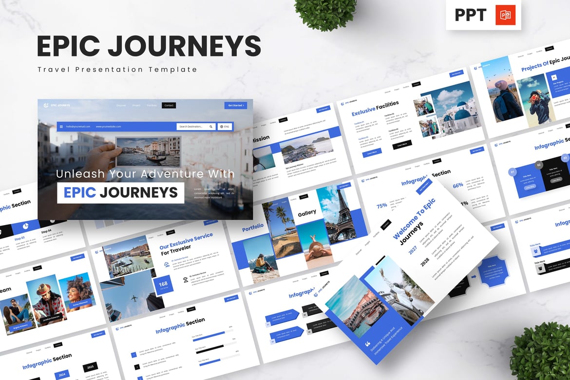 Template Presentasi Powerpoint Perjalanan Epik