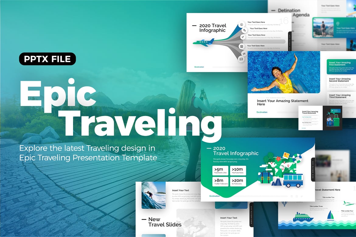 Template Presentasi PowerPoint Perjalanan yang Epik dan Profesional
