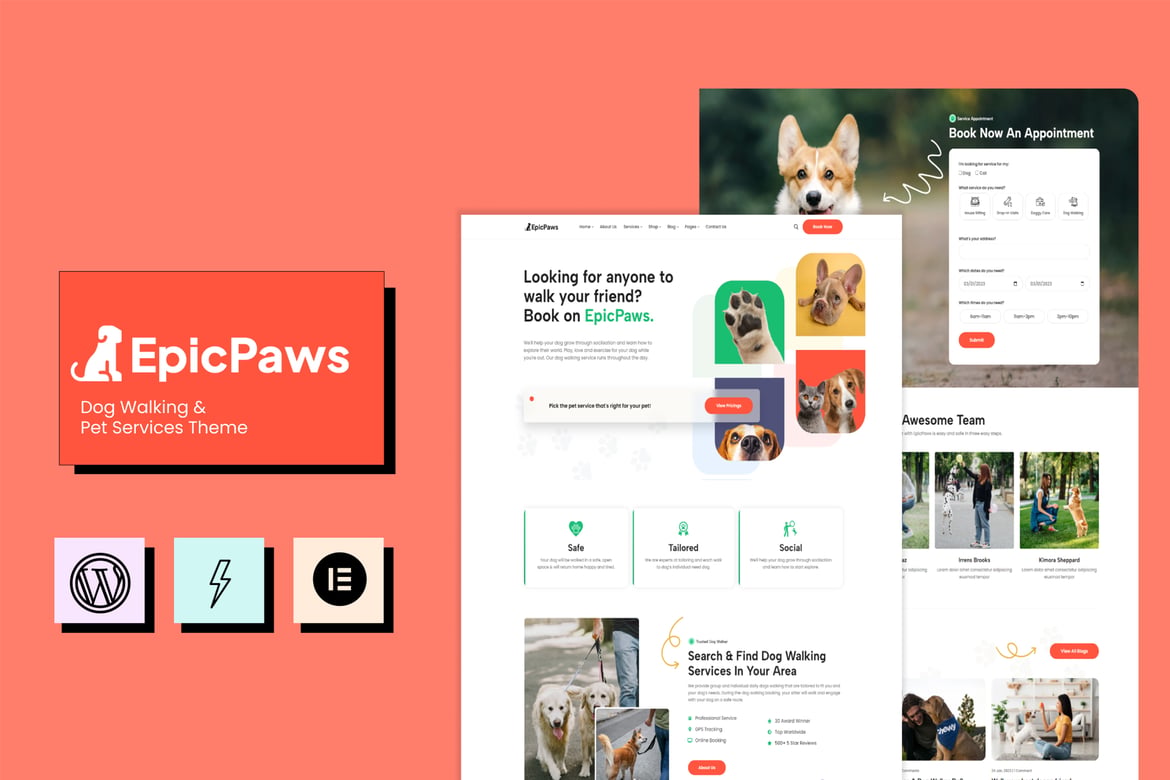 EpicPaws - Tema WordPress untuk Layanan Jalan-jalan Anjing dan Perawatan Hewan Peliharaan
