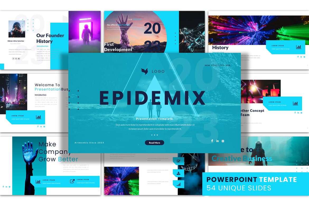 Epidemix - Template Presentasi PowerPoint Kreatif dan Profesional
