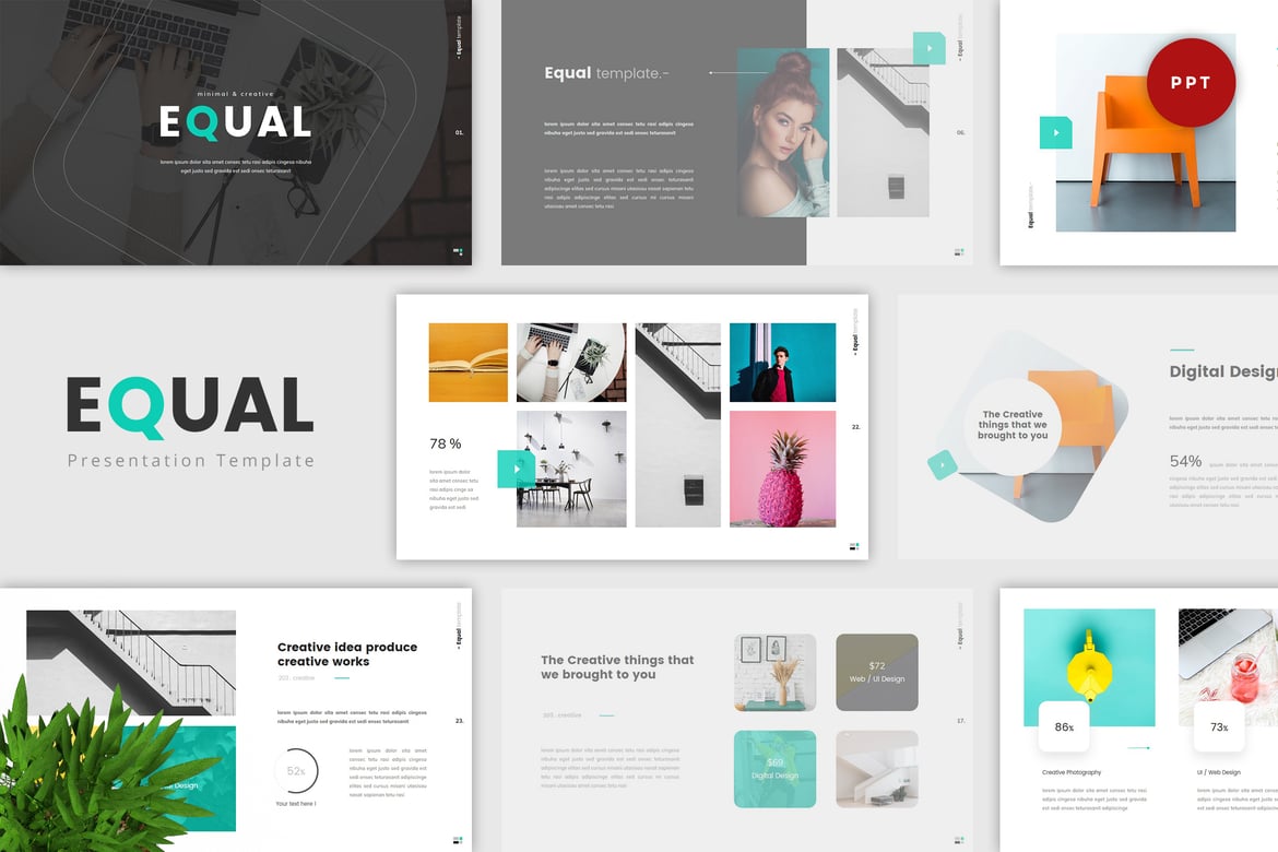 Equal - Template PowerPoint Minimalis yang Elegan