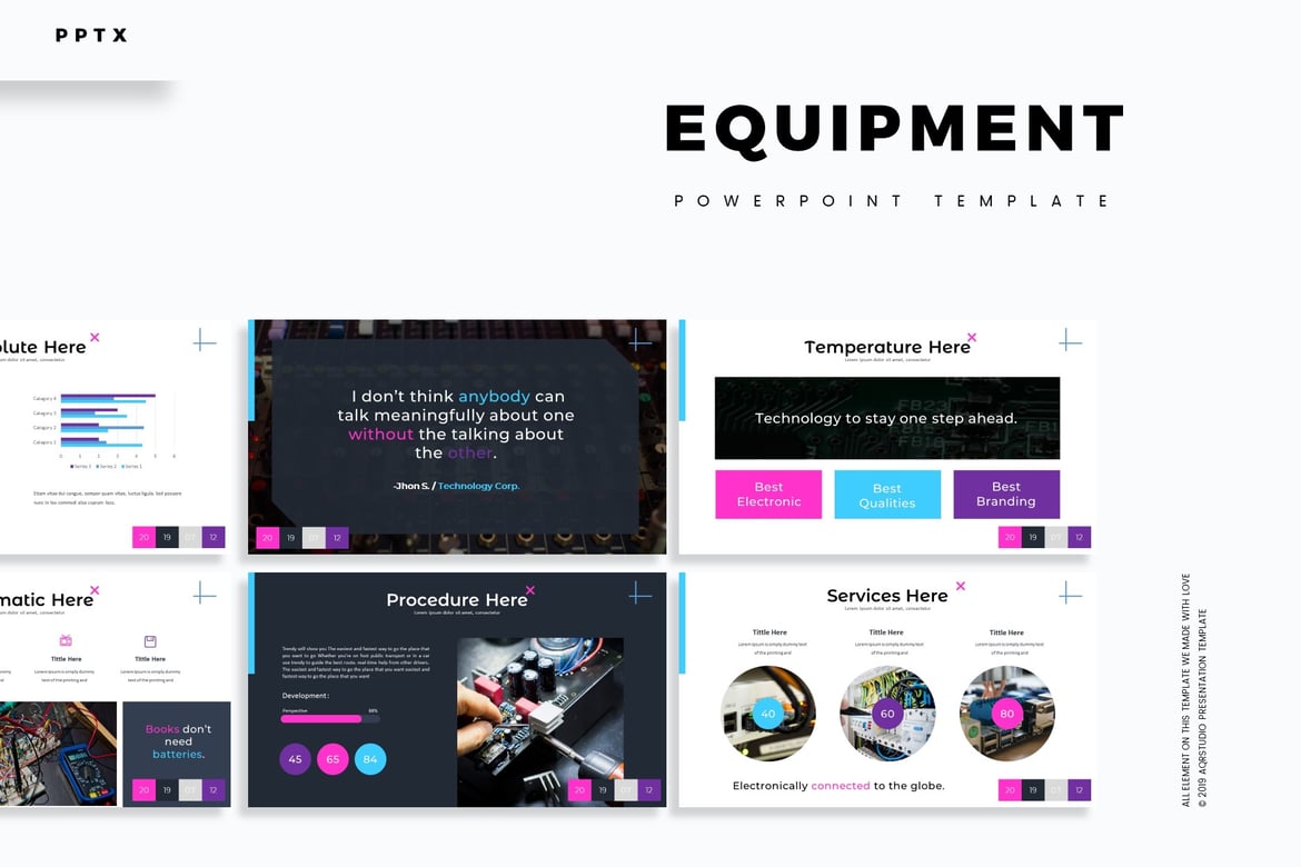 Template Powerpoint Peralatan yang Menarik dan Serbaguna