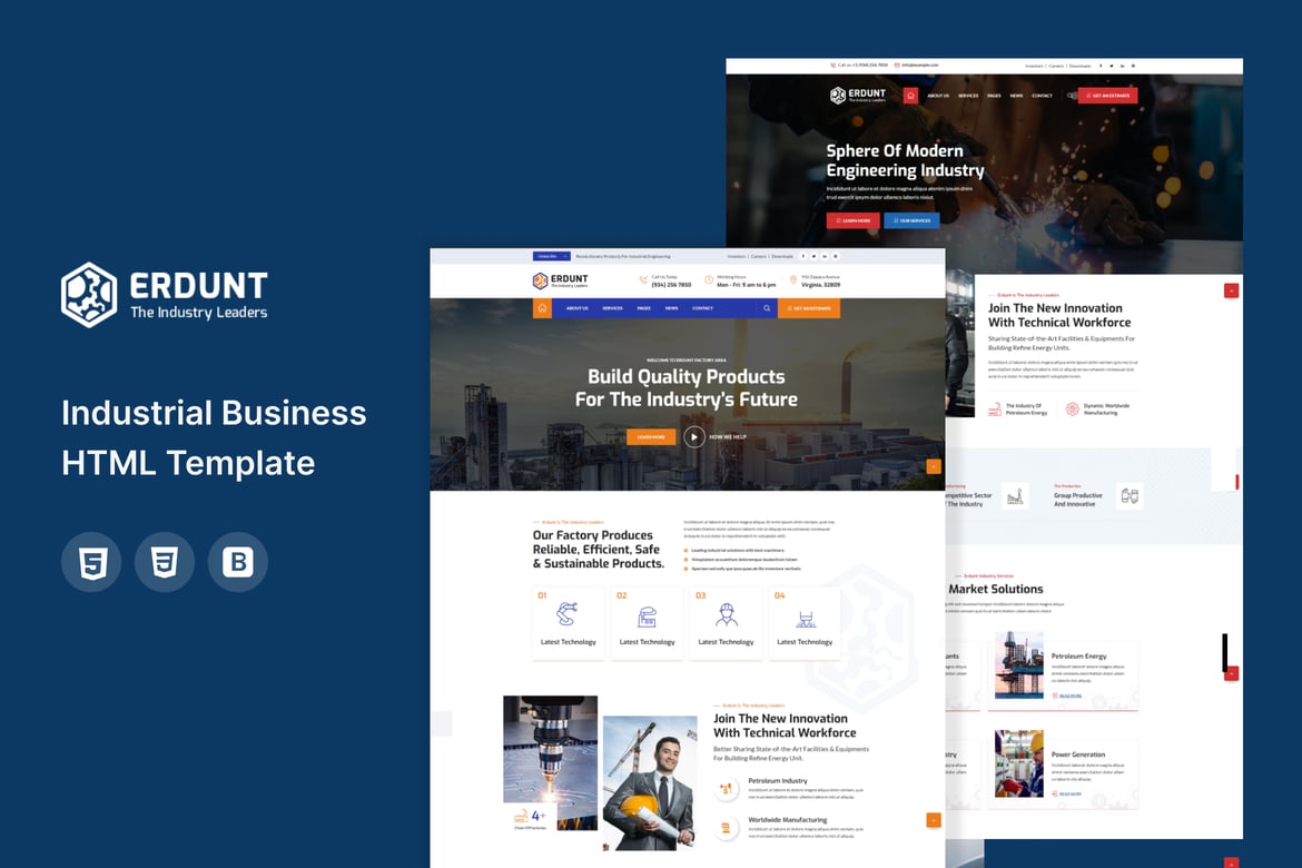 Erdunt - Template Website HTML untuk Bisnis Industri