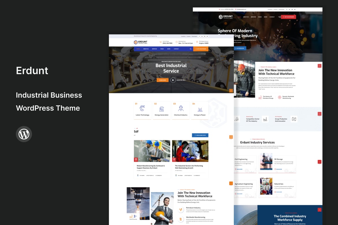 Erdunt - Tema WordPress Industri untuk Bisnis Anda