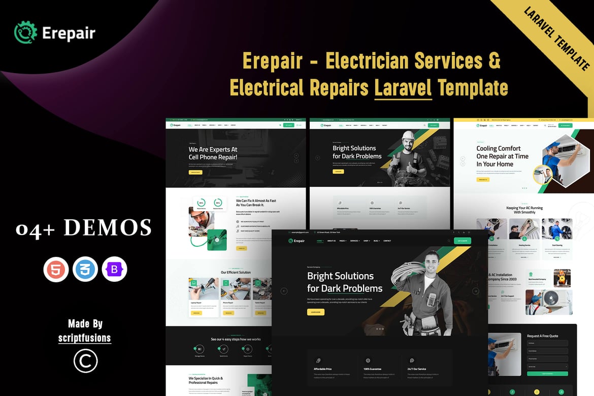 Erepair - Template Web Layanan Elektrik Modern