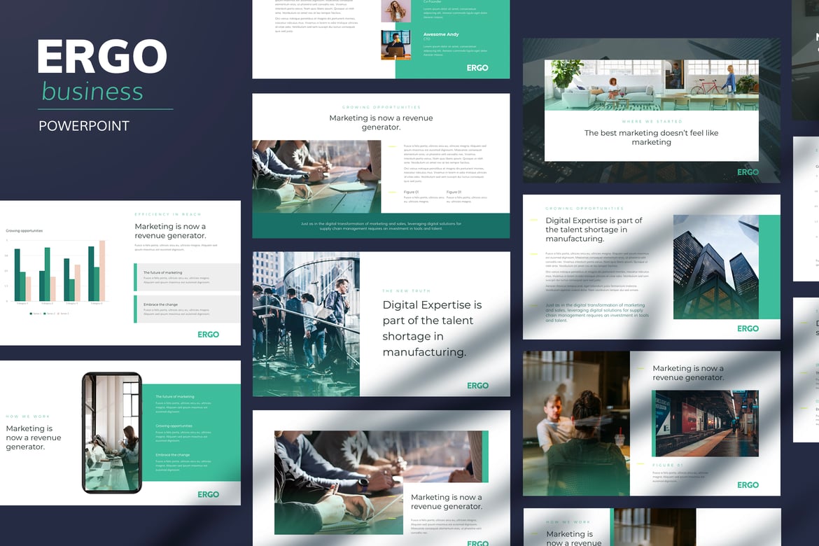 Template Powerpoint Pitch Bisnis Ergo yang Modern dan Profesional