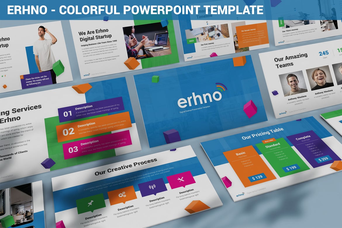 Erhno - Template Powerpoint Berwarna Menarik untuk Presentasi Kreatif