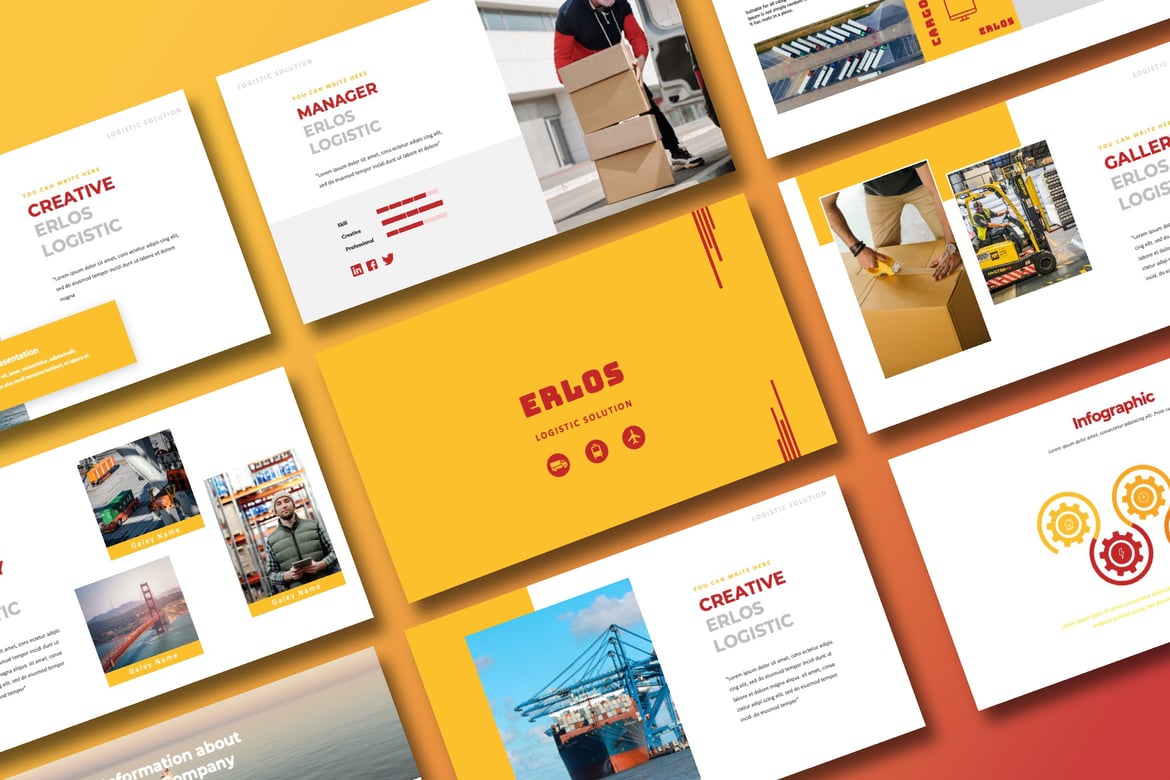 Template Presentasi PowerPoint Kreatif Erlos yang Modern dan Fleksibel