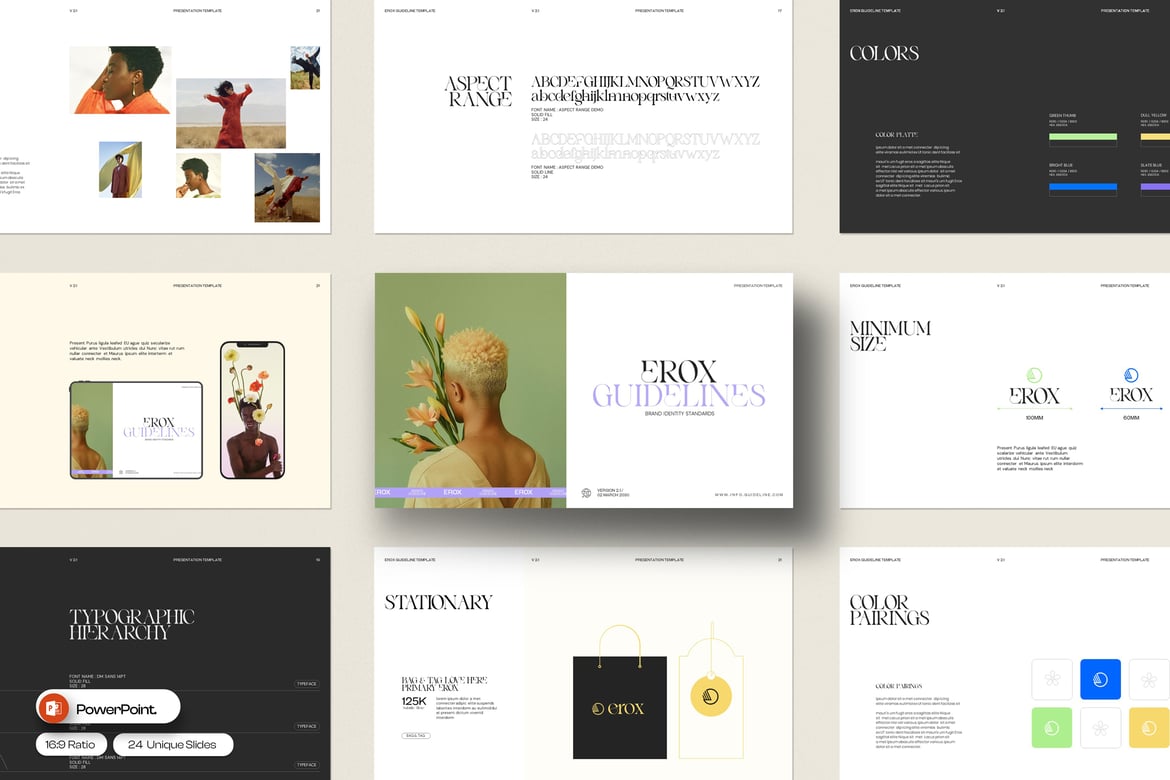 Template PowerPoint Panduan Merek Erox yang Profesional dan Modern