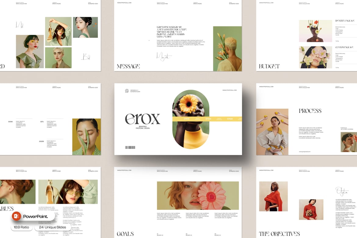 Template Presentasi PowerPoint Erox untuk Proposal Brand yang Menarik