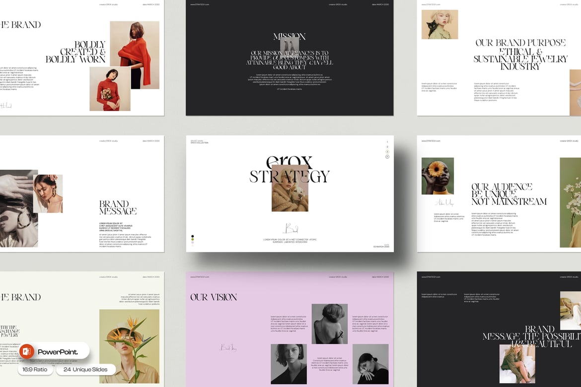 Template PowerPoint Strategi Erox yang Modern dan Profesional