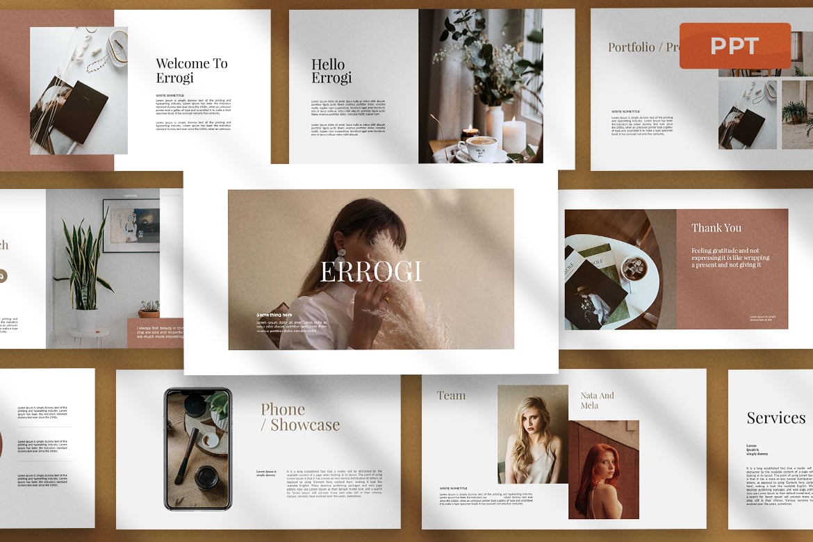 Template Presentasi PowerPoint Errogi - Modern dan Elegan